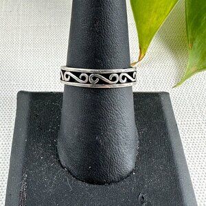 Sterling Silver Adjustable Band Ring With Swirl Design Size 11